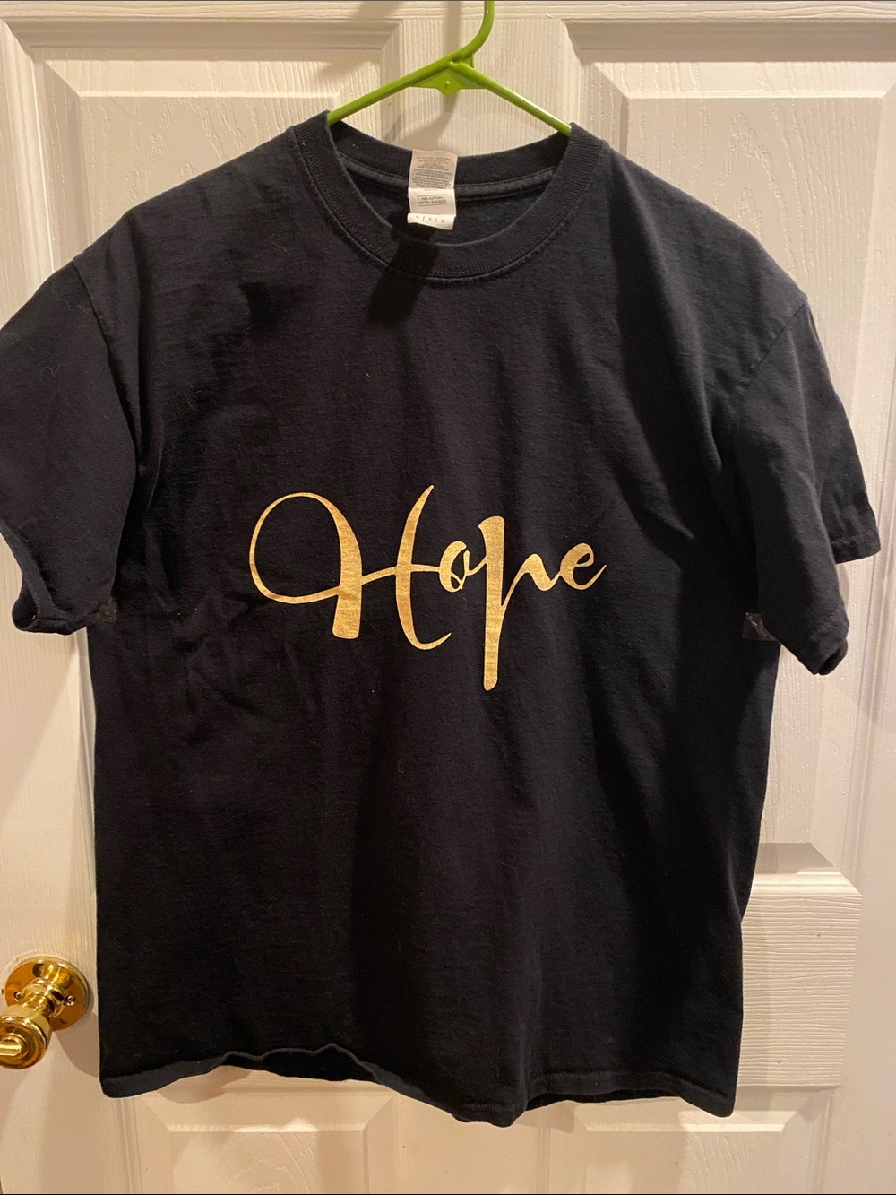 Black Tee with Gold "Hope" Script